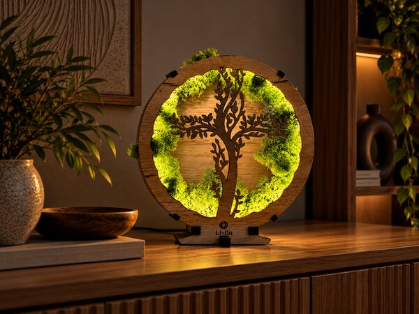 "Kříž v mechu" lampa 20x22 cm provedení povrchu: dub