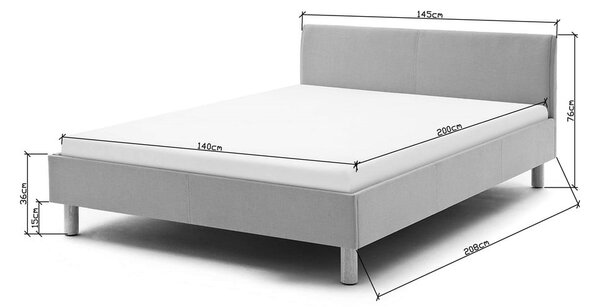 Modrá/šedá čalouněná dvoulůžková postel bez roštu 140x200 cm Lena – Meise Möbel