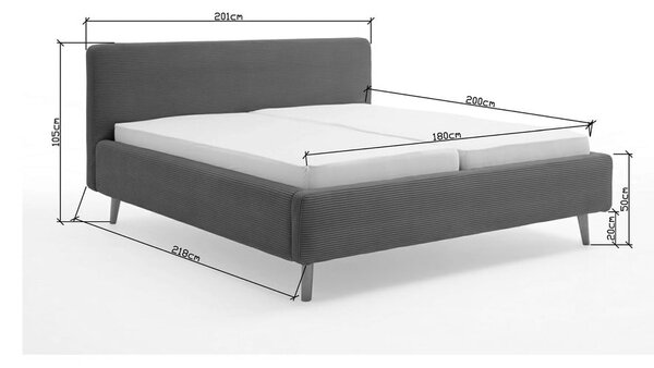 Béžová čalouněná dvoulůžková postel 180x200 cm Mattis Cord – Meise Möbel