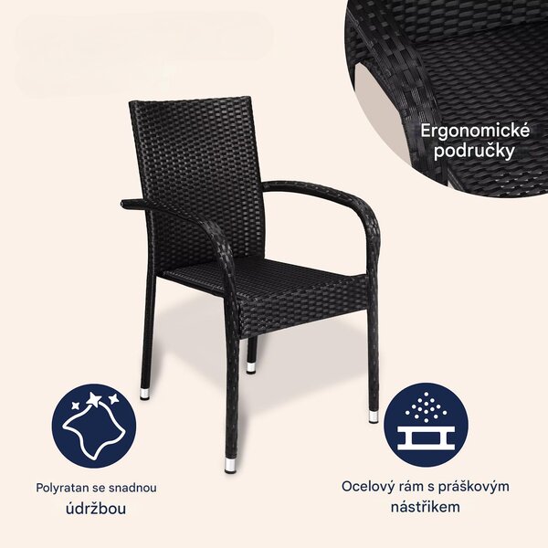 Deuba Ratanové židle Comfort 4 ks - černá