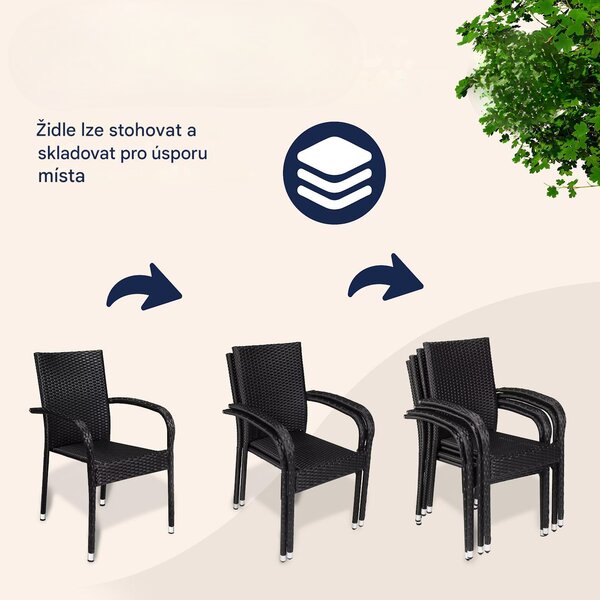 Deuba Ratanové židle Comfort 4 ks - černá