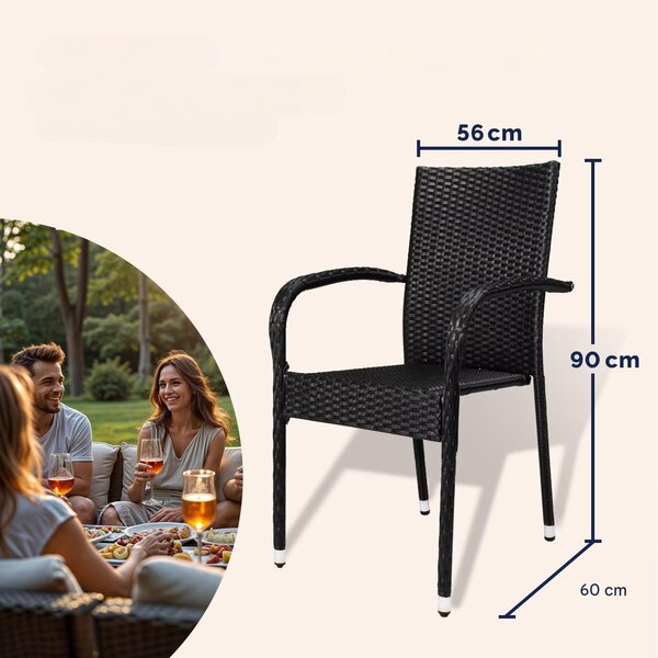 Deuba Ratanové židle Comfort 4 ks - černá