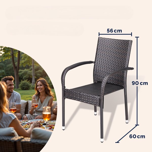 Deuba Ratanové židle Comfort 4 ks - hnědá