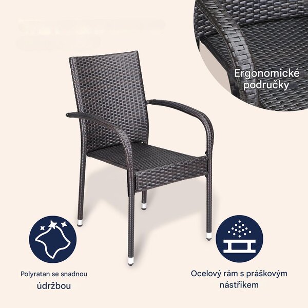 Deuba Ratanové židle Comfort 4 ks - hnědá