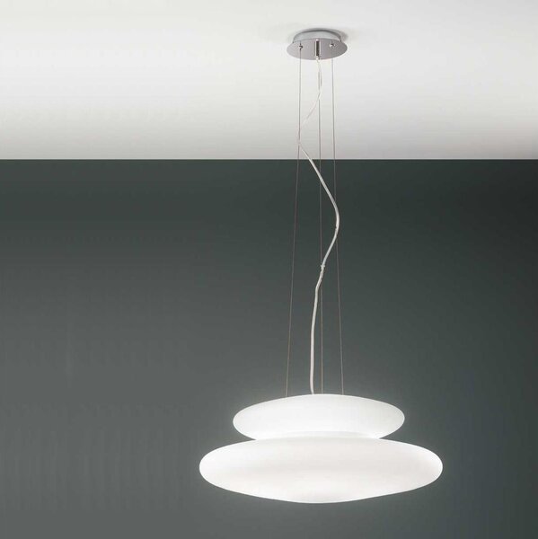 Ondaluce - Lustr na lanku PAGODA 3xE27/15W/230V + 2xE27/15W pr. 50 cm bílá