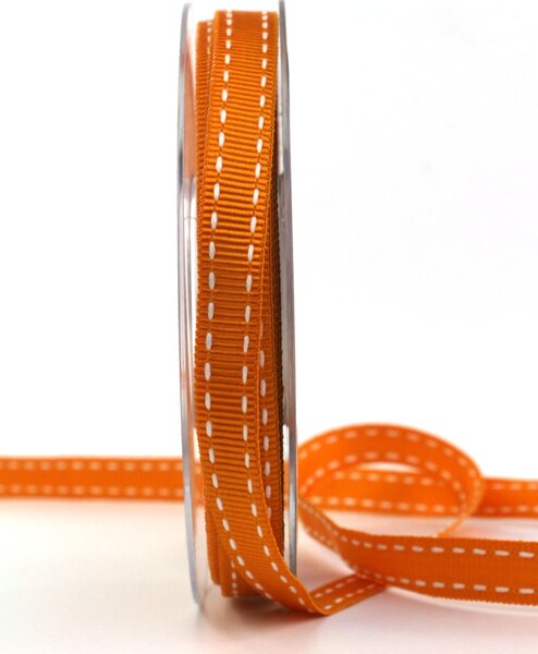 Stuha rypsová BUSTER Vibrant Orange prošívaná oranžová 15mm x 2m (10,-Kč/m)