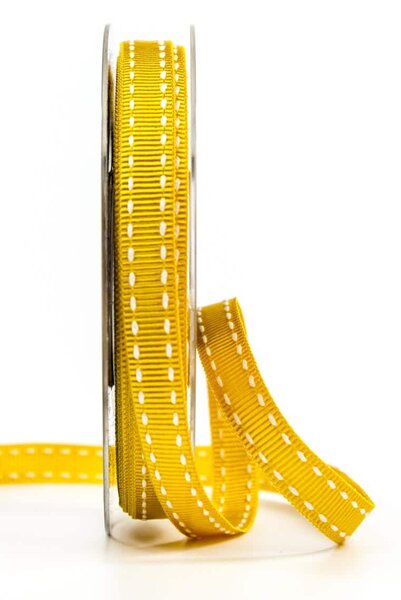 Stuha rypsová BUSTER Golden Yellow prošívaná žlutá 15mm x 2m (10,-Kč/m)