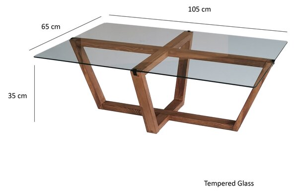 Kalune Design Konferenční stolek Amalfi ořech/tvrzené sklo