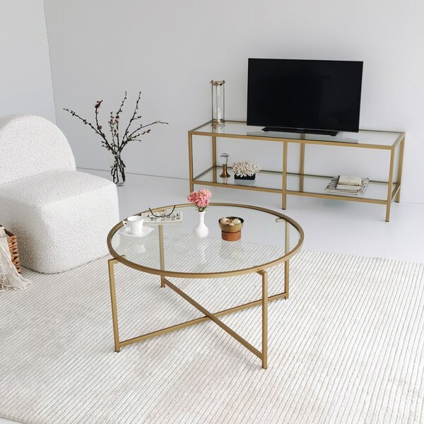 Kalune Design Konferenční stolek Gold Sun zlatý