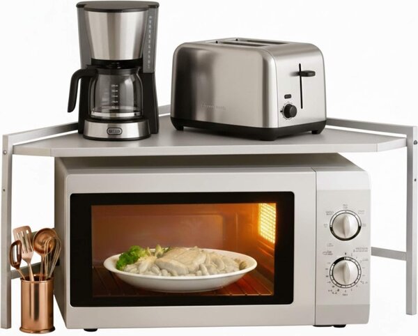 DanDiBo Mikrovlnná trouba Rohová police Kuchyská stojací pracovní deska 72x72 cm Bílá 2stupová 96689 Mikrovlnná trouba Police Kuchyská police Microwave Shelf