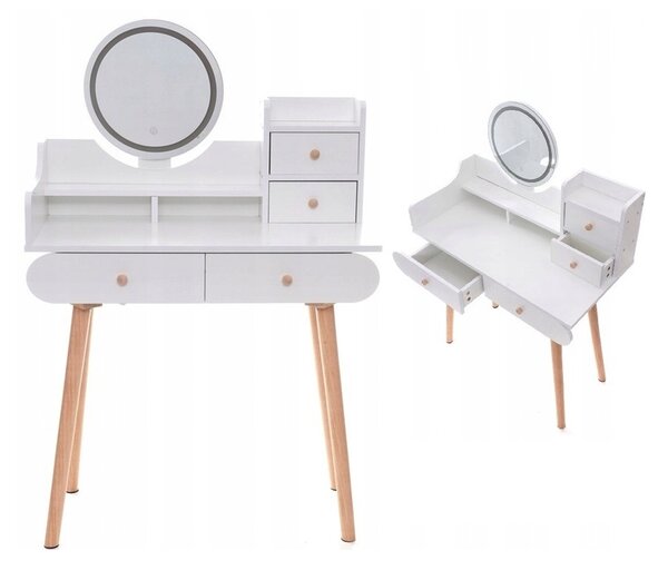 Elegantní toaletní stolek s LED světlem ve skandinávském designu
