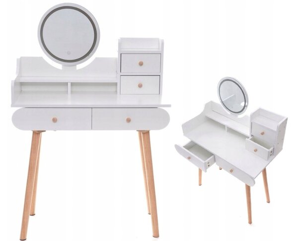 Elegantní toaletní stolek s LED světlem ve skandinávském designu