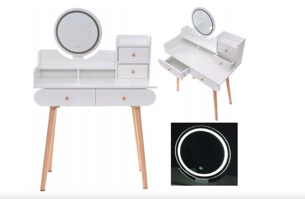 Elegantní toaletní stolek s LED světlem ve skandinávském designu