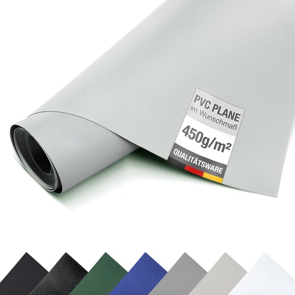 PVC plachta, plachta pro nákladní automobily, 450g/m², plachta, ochranná plachta, plachta na metry - BEZ oek - (3m x 2m, edá RAL7042)