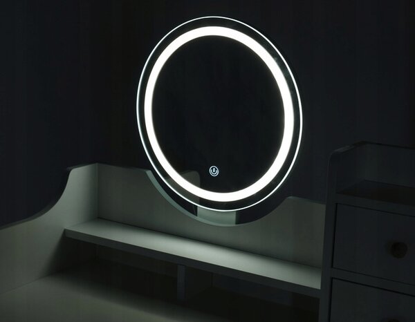Elegantní toaletní stolek s LED světlem ve skandinávském designu