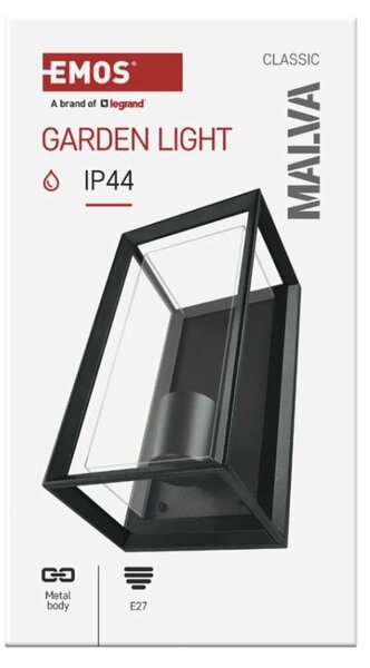 EMOS LED zahradní nástěnné svítidlo MALVA, 13 × 12 × 25 cm, 1 × E27, 15 W 1554000010