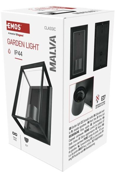EMOS LED zahradní nástěnné svítidlo MALVA, 13 × 12 × 25 cm, 1 × E27, 15 W 1554000010