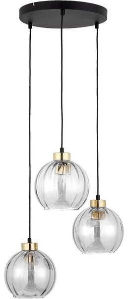 Lustr na lanku DEVI 3xE27/15W/230V černá/čirá