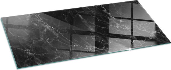 Sklenná podlahová deska 125x50 cm - Krbová deska sklenná - Krbová deska sklenná - Ochranné sklo - Ochranná deska proti jiskrám - Sklenná podlahová deska neholavá - Tepelná ochrana - Ochrana podlahy ze skla - Elegantní mramorový vzor