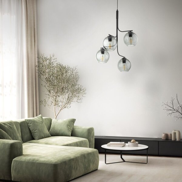 Lustr na lanku CESAR 4xE27/15W/230V černá/kouřová šedá