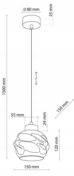 Lustr na lanku ZULIA 1xE27/15W/230V černá/kouřová černá
