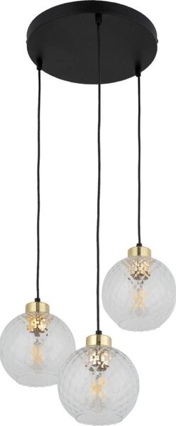 Lustr na lanku DEVON 3xE27/15W/230V černá/čirá