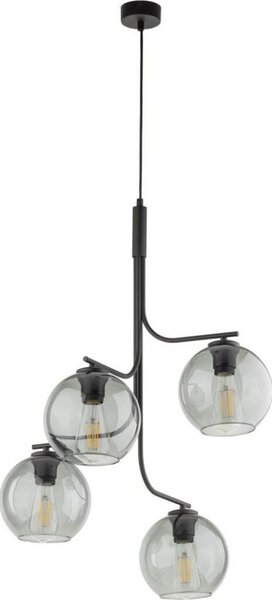 Lustr na lanku CESAR 4xE27/15W/230V černá/kouřová šedá