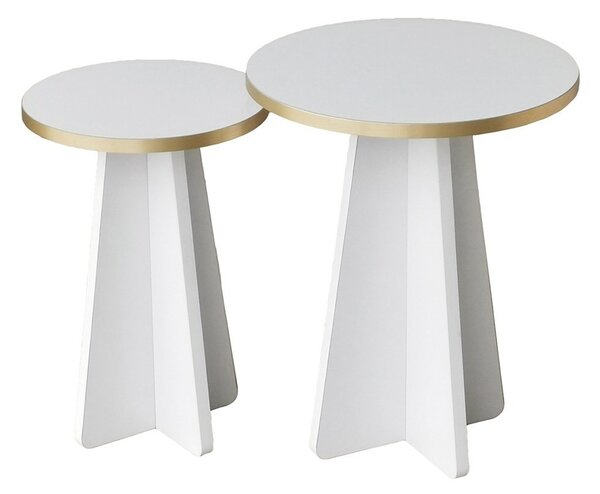 Kalune Design Sada odkládacích stolků Mushroom 2 bílá/zlatá
