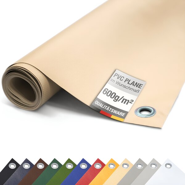 PVC plachta pro nákladní automobily 600 g/m² s oky Ochranná plachta matná (béová, 3 m x 6 m)