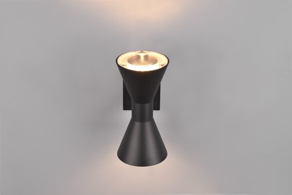 Trio 212560232 venkovní nástěnná lampa Ardas 2x10W | GU10 | IP44 - horní/spodní směr osvětlení, černá matná