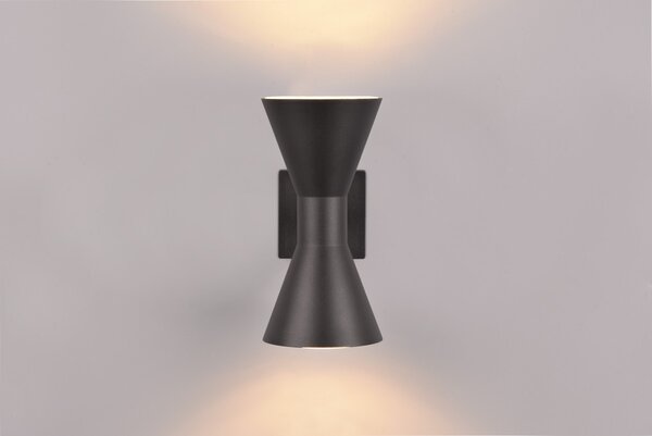 Trio 212560232 venkovní nástěnná lampa Ardas 2x10W | GU10 | IP44 - horní/spodní směr osvětlení, černá matná