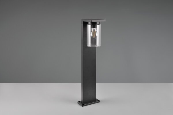 Trio 511660132 sloupek Ardila 1x40W | E27 | IP44 - snímač stmívání, spínač rozsvěcení/zhasínání, matná černá, transparentní sklo