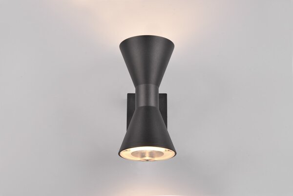 Trio 212560232 venkovní nástěnná lampa Ardas 2x10W | GU10 | IP44 - horní/spodní směr osvětlení, černá matná