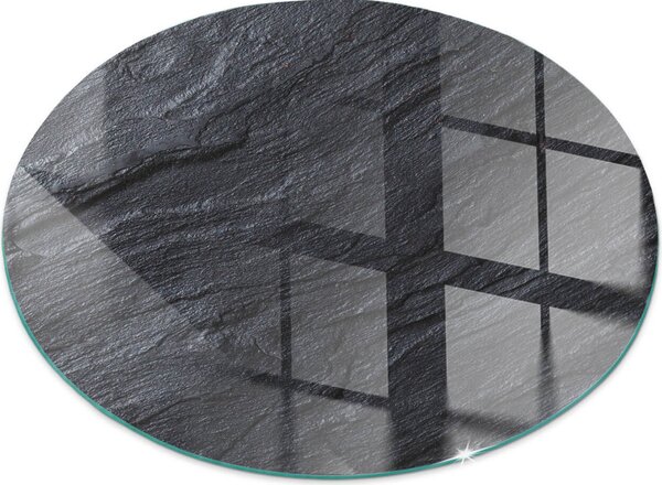 Sklenný podlahový panel pro Fi 80 cm - Krbový panel ze skla - Krbový panel ze skla - Ochranné sklo - Ochranný panel proti jiskrám - Sklenný podlahový panel proti ohni - Tepelná ochrana - Ochrana podlahy ze skla - Struktura kamenného povrchu