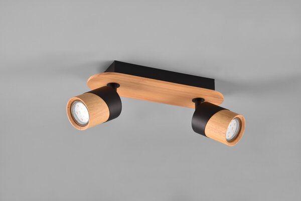 Trio 801100232 přisazené stropní bodové svítidlo Aruni 2x5W | GU10 | IP20 - černá, dřevo