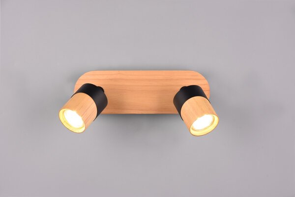 Trio 801100232 přisazené stropní bodové svítidlo Aruni 2x5W | GU10 | IP20 - černá, dřevo