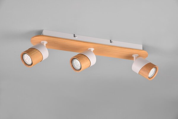 Trio 801100331 přisazené stropní bodové svítidlo Aruni 3x10W | GU10 | IP20 - bílá, dřevo