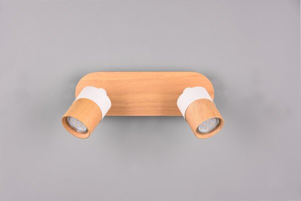 Trio 801100231 přisazené stropní bodové svítidlo Aruni 2x5W | GU10 | IP20 - bílá, dřevo