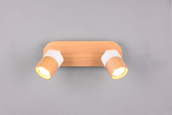 Trio 801100231 přisazené stropní bodové svítidlo Aruni 2x5W | GU10 | IP20 - bílá, dřevo