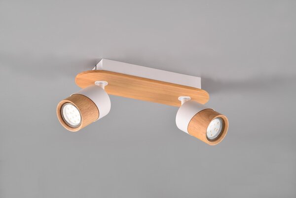Trio 801100231 přisazené stropní bodové svítidlo Aruni 2x5W | GU10 | IP20 - bílá, dřevo
