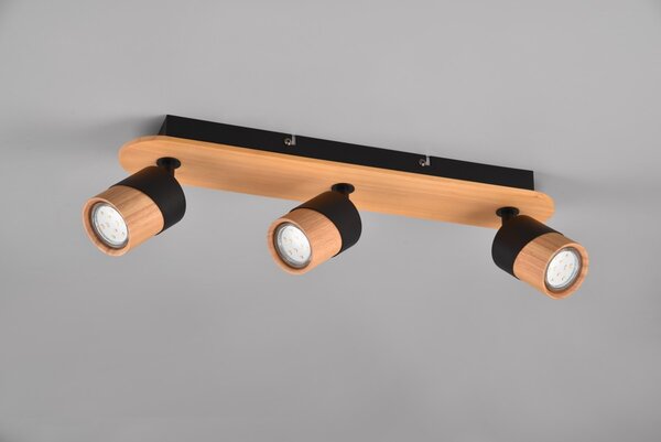 Trio 801100332 přisazené stropní bodové svítidlo Aruni 3x5W | GU10 | IP20 - černá, dřevo