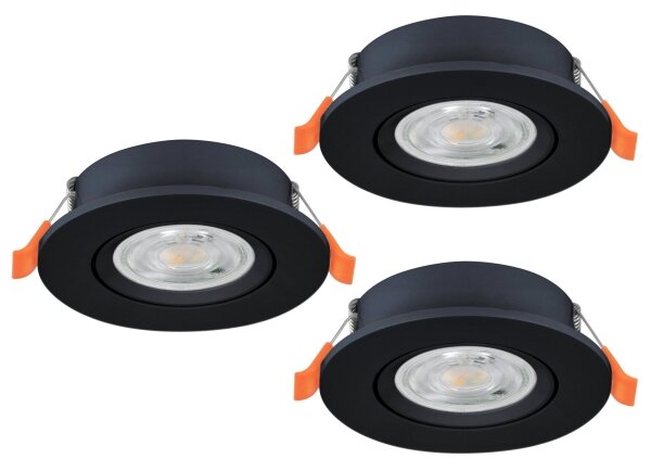Eglo 902265 -SADA 3x LED Podhledové bodové svítidlo BARRANCO LED/4,8W/230V černá