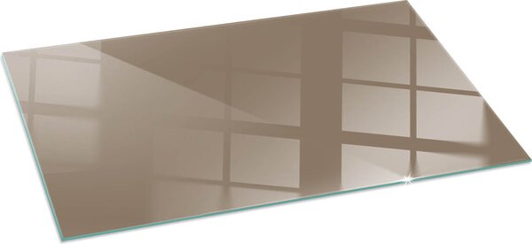 Sklenná podkladová deska pro 120x60 cm - kamna - krbová deska sklenná - ochranné sklo - ochranná deska proti jiskrám - sklenná podkladová deska ohnivzdorná - tepelná ochranná deska - ochrana sklenné podkladové desky - barva hndá