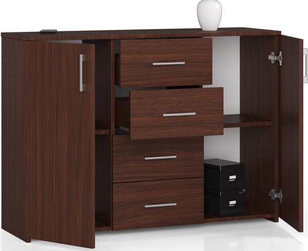 Komoda se 4 zásuvkami a 2 dvíky, 110x80x35, obývací pokoj, Venga