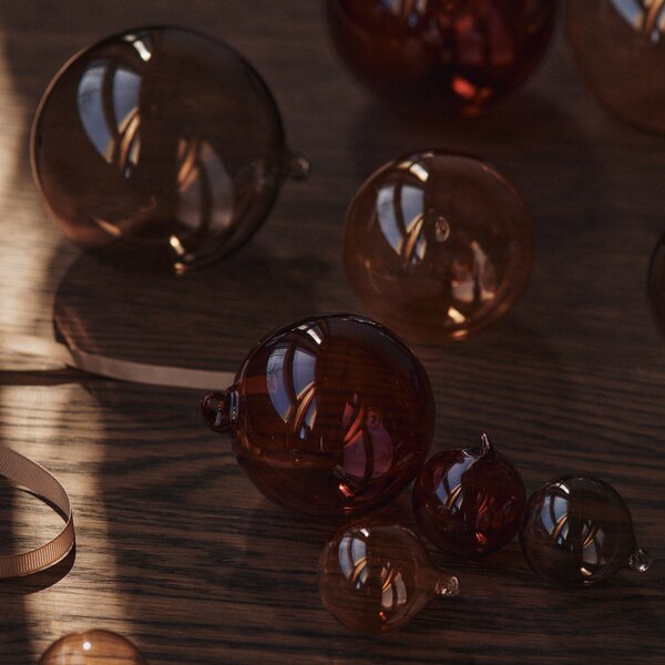 FERM LIVING Skleněné ozdoby Glass Baubles, Small, Roseate Translucent, sada 3 kusů