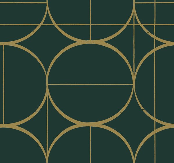 Zeleno-zlatá geometrická vliesová tapeta na zeď, MD7203, Modern Metals, York