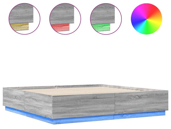 Rám postele s LED osvětlením šedý sonoma 200 x 200 cm kompozit 3209588