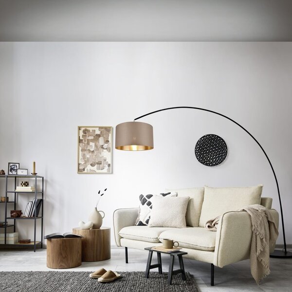 Trio 419200141stojací svítidlo Mansur 1x60W | E27 | IP20 - nožní spínač, matná černá, taupe
