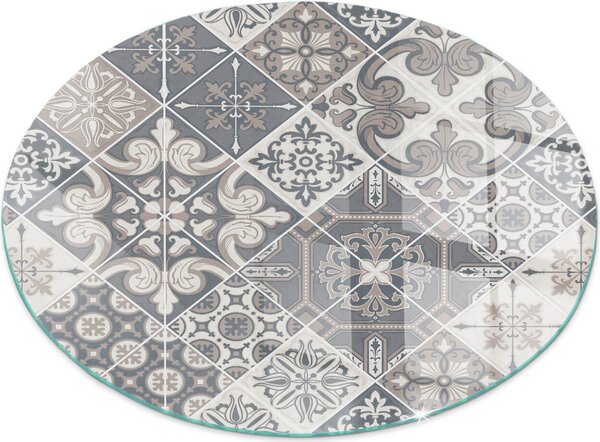 Sklenný podlahový panel Fi 100 cm - Sklenný krbový panel - Sklenný krbový panel - Ochranné sklo - Ochranný panel proti jiskrám - Sklenný podlahový panel proti ohni - Tepelná ochrana - Ochrana podlahy ze skla - Dekorativní mozaikový vzor