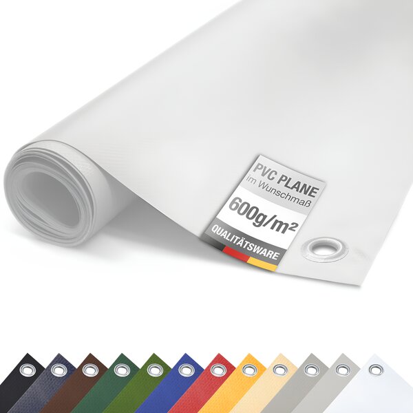 PVC plachta pro nákladní automobily 600 g/m² s oky Ochranná plachta matná (bílá, 3 m x 7 m)